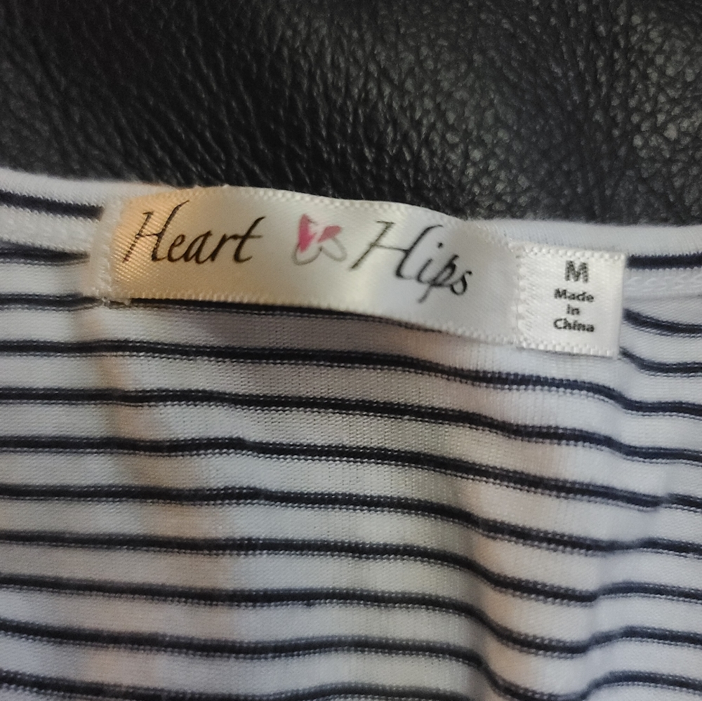 Hearts & Hips black &white striped faux wrap dress szM - Picture 5 of 5